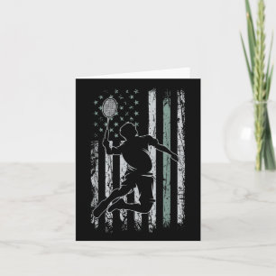 Badminton Retro Usa Flag Shuttle 4th Of July Badmi Card