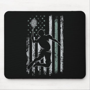 Badminton Retro Usa Flag Shuttle 4th Of July Badmi Mouse Pad