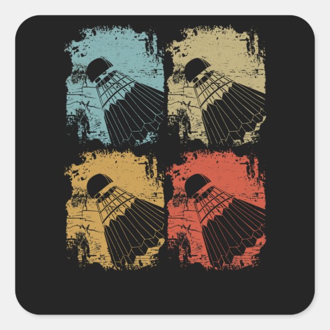 Badminton Retro Vintage Square Sticker (Front)