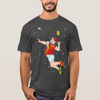 Badminton Santa Claus Shuttlecock Christmas T-Shirt