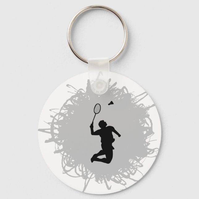 Badminton Scribble Style Key Ring (Front)