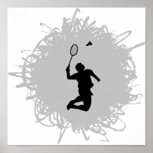Badminton Scribble Style Poster
