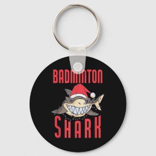 Badminton Shark Christmas Holiday - Badminton Play Key Ring