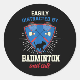 Badminton Shirt Funny Cat Lover Badminton Player G Classic Round Sticker