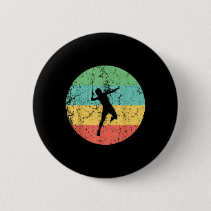 Badminton Shirt - Vintage Retro Badminton Player 6 Cm Round Badge