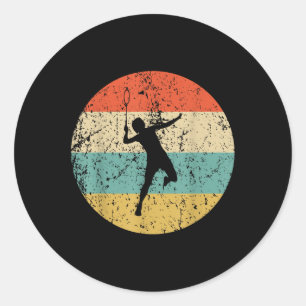 Badminton Shirt - Vintage Retro Badminton Player Classic Round Sticker