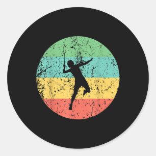 Badminton Shirt - Vintage Retro Badminton Player Classic Round Sticker