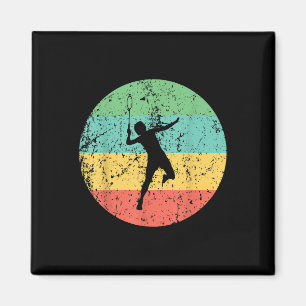 Badminton Shirt - Vintage Retro Badminton Player Magnet