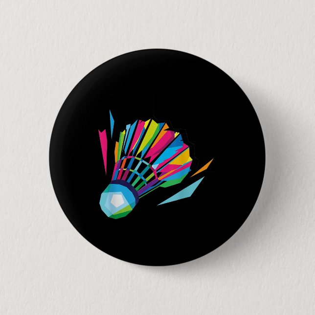 Badminton Shuttle Badminton  6 Cm Round Badge (Front)