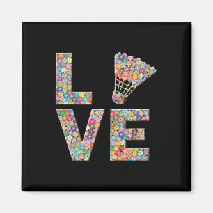 Badminton Shuttle Ball Love Flowers Magnet