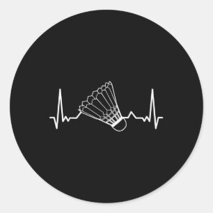 Badminton Shuttle Court Game Sport Heartbeat Badmi Classic Round Sticker