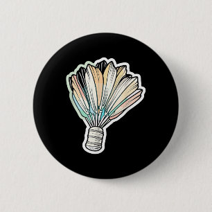 Badminton Shuttle Drawing Badmintonist 6 Cm Round Badge