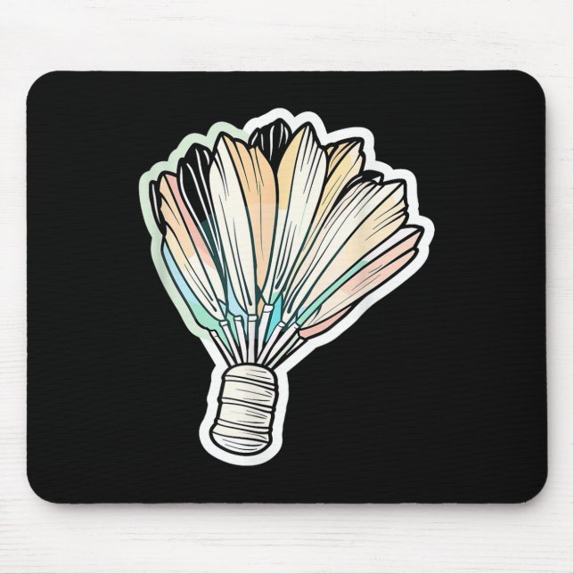 Badminton Shuttle Drawing Badmintonist  Mouse Pad (Front)