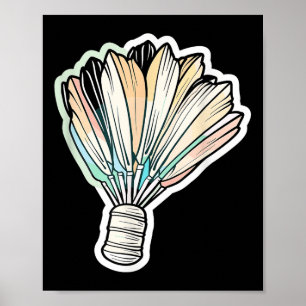 Badminton Shuttle Drawing Badmintonist Poster