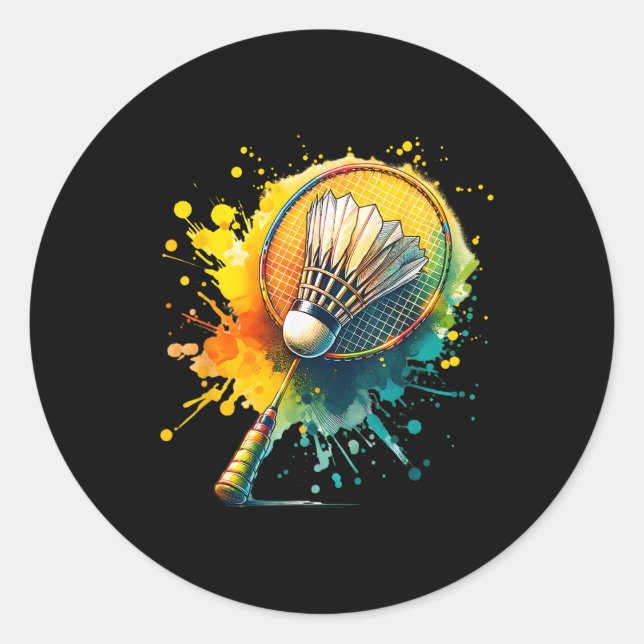 Badminton Shuttle Graphic  Classic Round Sticker (Front)