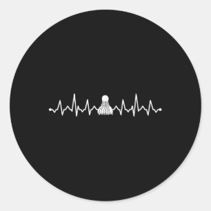 Badminton Shuttle Heartbeat Cool Design For Women  Classic Round Sticker