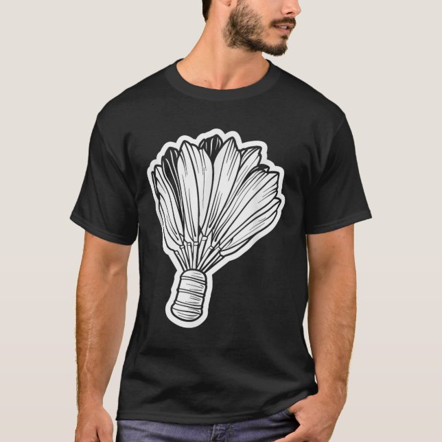 Badminton Shuttle Line Art  T-Shirt (Front)