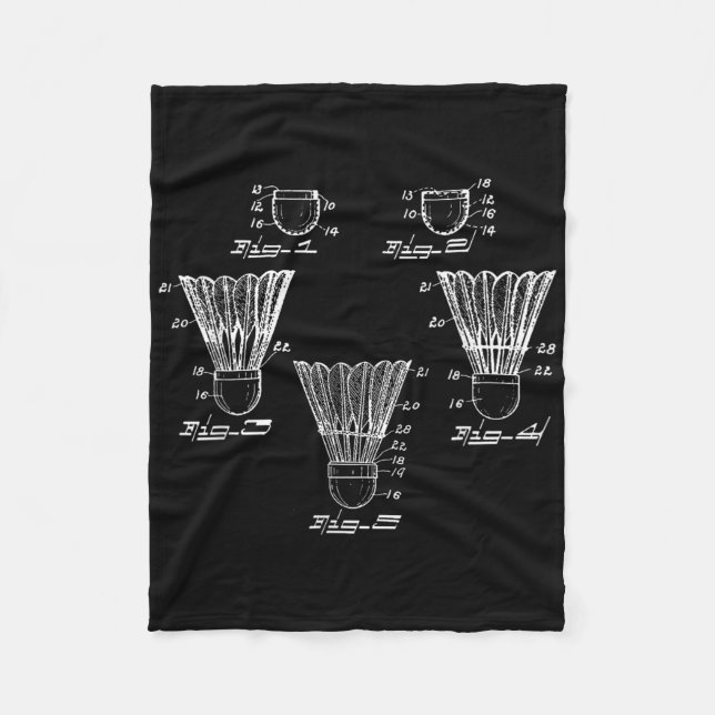 Badminton Shuttle Patent Blueprint  Fleece Blanket (Front)