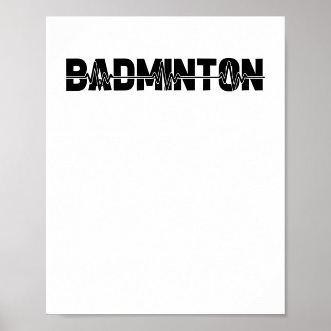 Badminton Shuttle Player - Team Racquet Ekg Heartb Poster (Front)