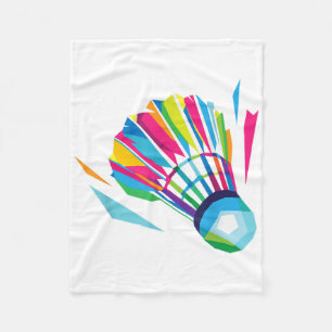 Badminton Shuttle Racquet Sport Badminton Pop Art Fleece Blanket