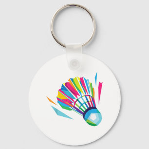 Badminton Shuttle Racquet Sport Badminton Pop Art  Key Ring