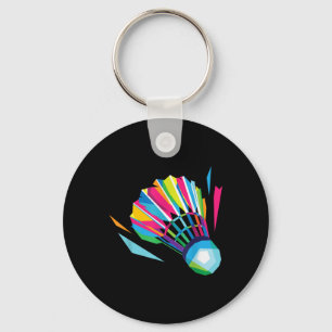 Badminton Shuttle Racquet Sport Badminton Pop Art Key Ring