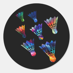 Badminton Shuttle Sports Athlete Vibrant Sporty Classic Round Sticker