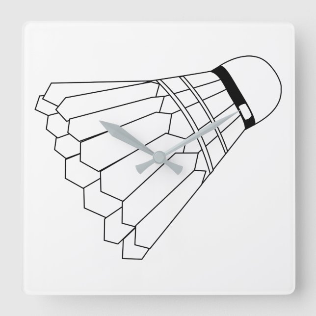 Badminton Shuttle Square Wall Clock (Front)