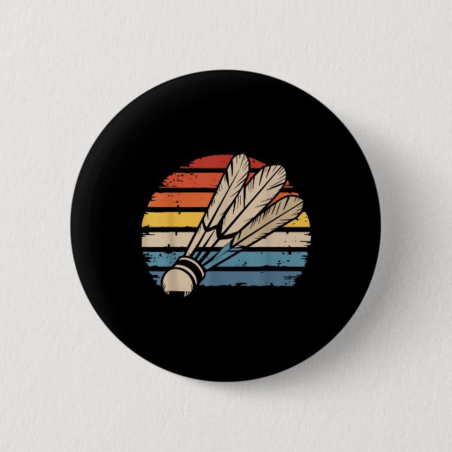 Badminton Shuttle Sunset Distressed Funny Shuttle  6 Cm Round Badge (Front)