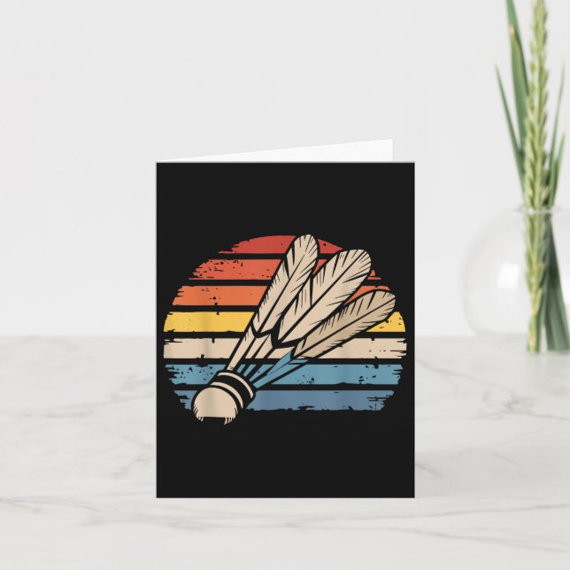 Badminton Shuttle Sunset Distressed Funny Shuttle  Card (Front)