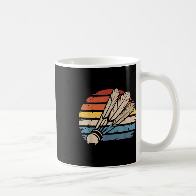 Badminton Shuttle Sunset Distressed Funny Shuttle  Coffee Mug (Right)