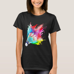 Badminton Shuttle Watercolor Player Gift Artistic T-Shirt