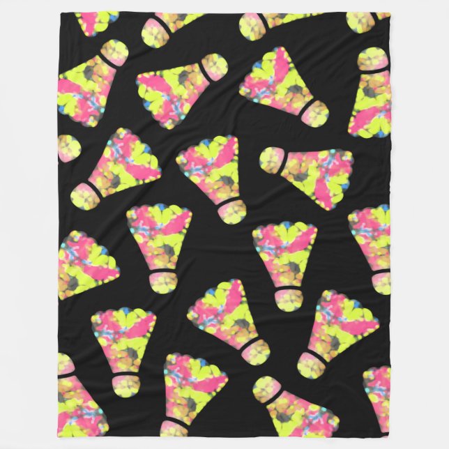 Badminton Shuttlecock Art Colourful pattern gift Fleece Blanket (Front)