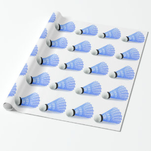 Badminton Shuttlecock Birdie Blue Sports Wrapping Paper