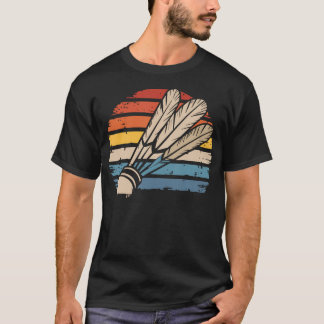 Badminton Shuttlecock Sunset Distressed Funny Shut T-Shirt