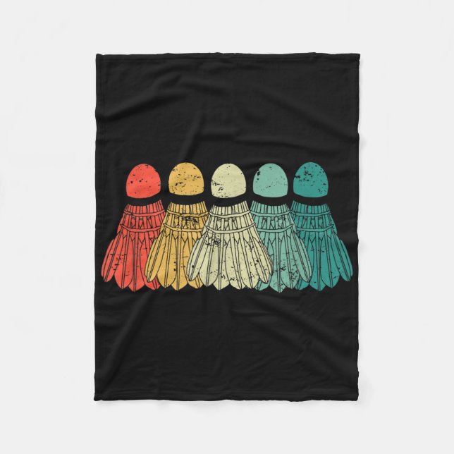 Badminton Shuttles Game Match Racket Ball Retro Vi Fleece Blanket (Front)