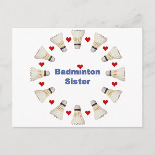 Badminton Sister Hearts Postcard
