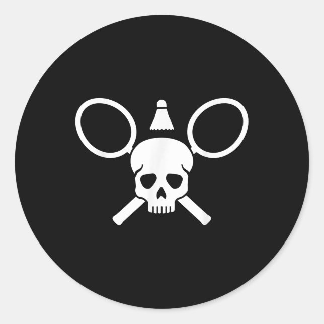 Badminton Skull  Classic Round Sticker (Front)