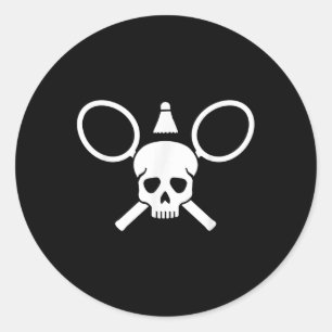 Badminton Skull Classic Round Sticker