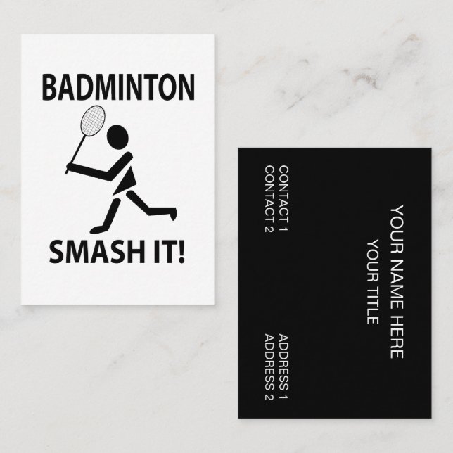 Badminton Smash It Sports Coach Badminton Business Card (Front/Back)