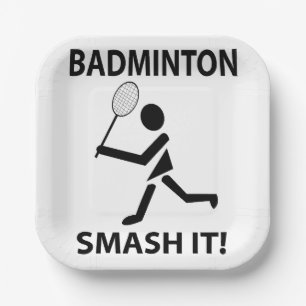 Badminton Smash It Sports Player Badminton Party Paper Plate