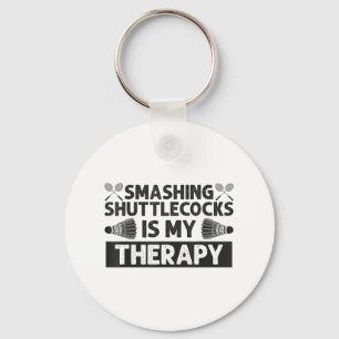 Badminton Smashing Shuttles Racquet Sport Key Ring
