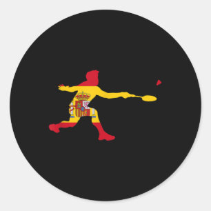 Badminton Spanish Flag Racquet Shuttle Men Player Classic Round Sticker