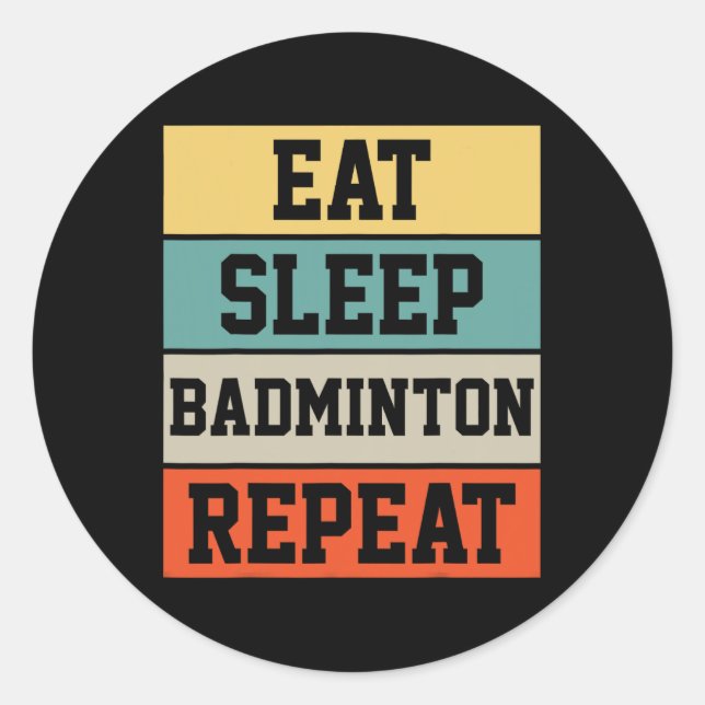 Badminton Sport Player Retro Funny Gift  Classic Round Sticker (Front)