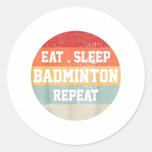 Badminton Sport Player Retro Vintage Funny Gift Classic Round Sticker