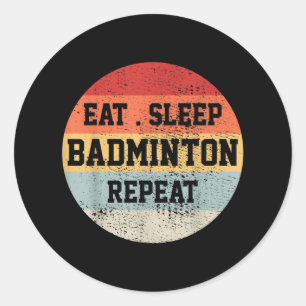 Badminton Sport Player Retro Vintage Funny Gift Classic Round Sticker