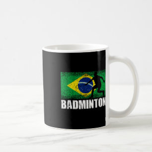 Badminton Sport, Retro Brazil Flag, Brazilian  Coffee Mug