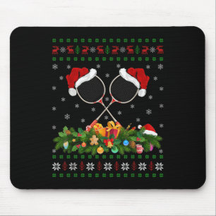 Badminton Sports Lover Xmas Santa Ugly Badminton C Mouse Pad