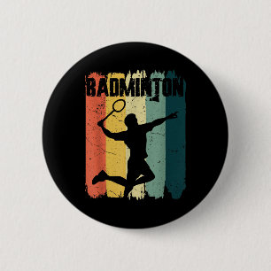 Badminton Sports Retro Vintage Badminton Player 6 Cm Round Badge