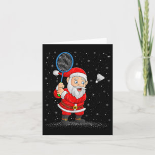 Badminton Sports Santa Claus Playing Badminton Chr Card